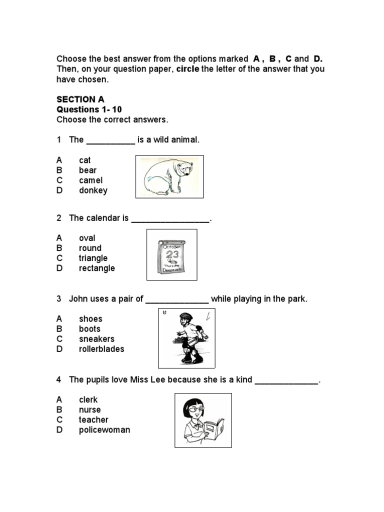 Soalan English Paper 1 Year 3  Libraries