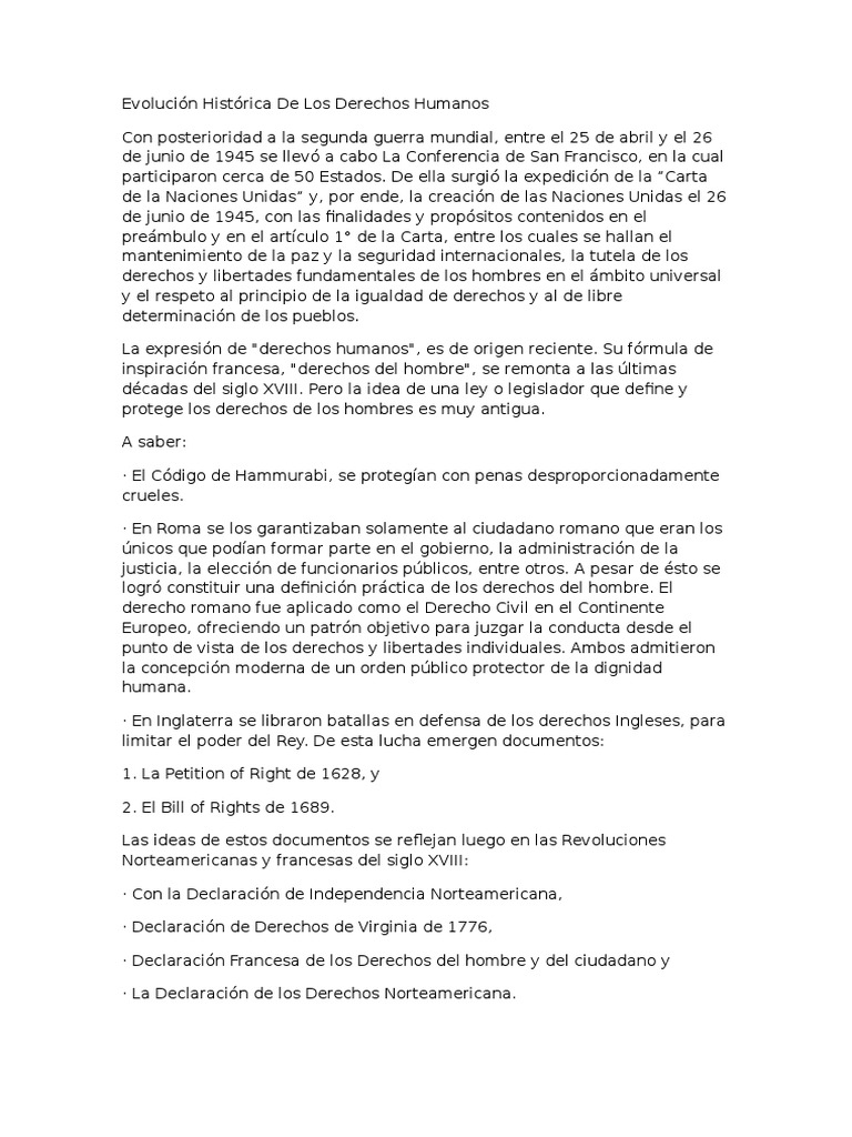 Evolución Histórica de Los Derechos Humanos | Descargar gratis PDF ...