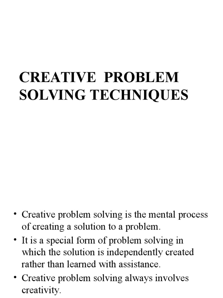 creative problem solving techniques pdf