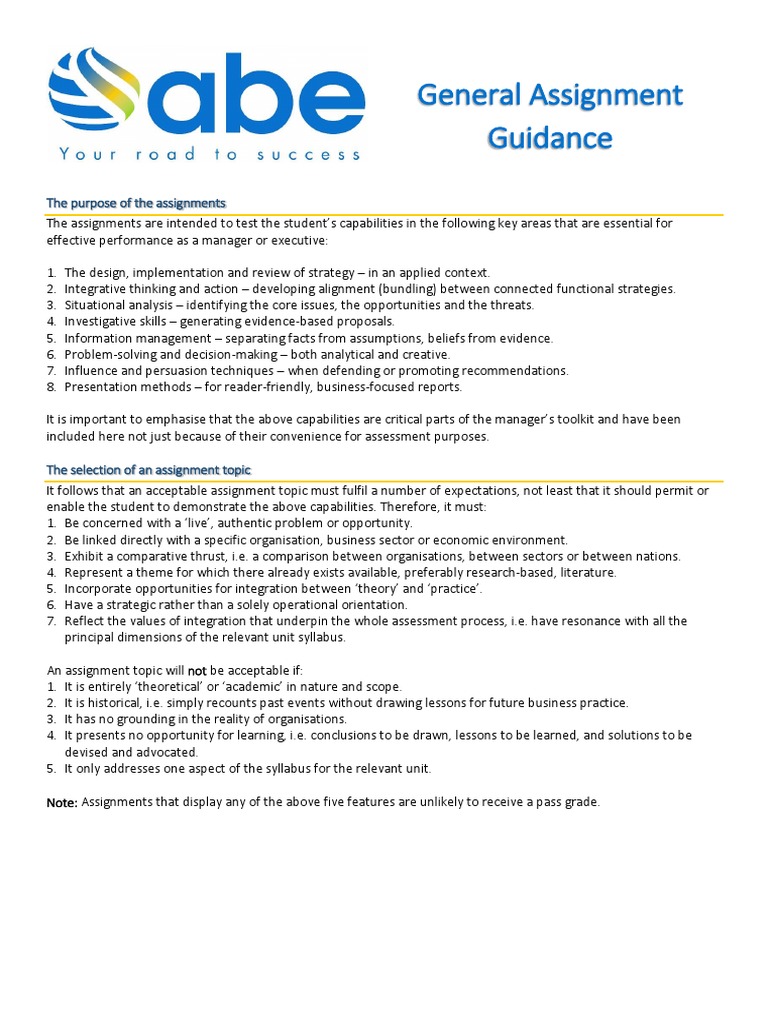 ABE Assignment Guidance Overview | PDF | File Format | Strategic Management