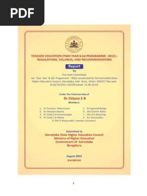 B Ed Syllabus Karnataka India University And College Admission