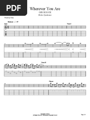One Ok Rock Wherever You Are Lead Guitar Tab Song Structure Musical Forms