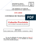 Gabarito provisório do CFS 1/2018 traz resolução de questões de Português, Inglês, Matemática e Física