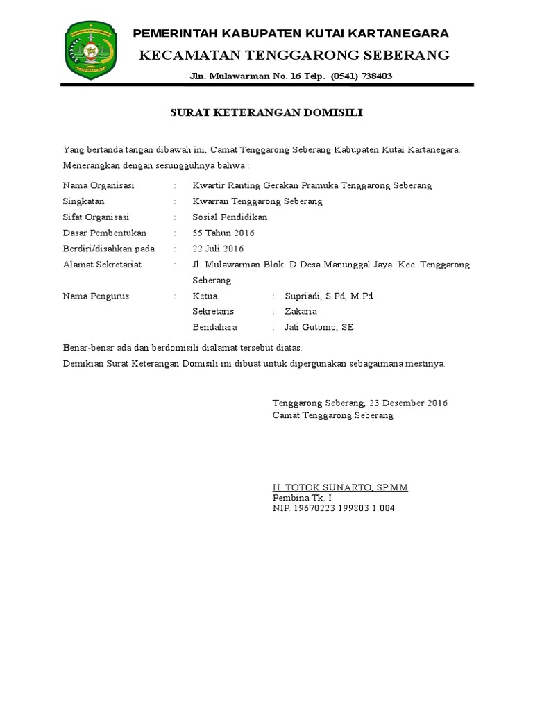 Surat Keterangan Domisili