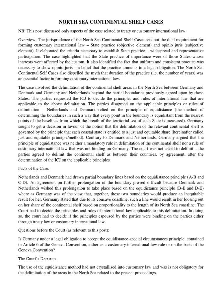 North Sea Continental Shelf Cases PDF Treaty Ratification