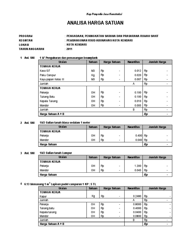  Analisa HARGA SATUAN  KENDARI pdf