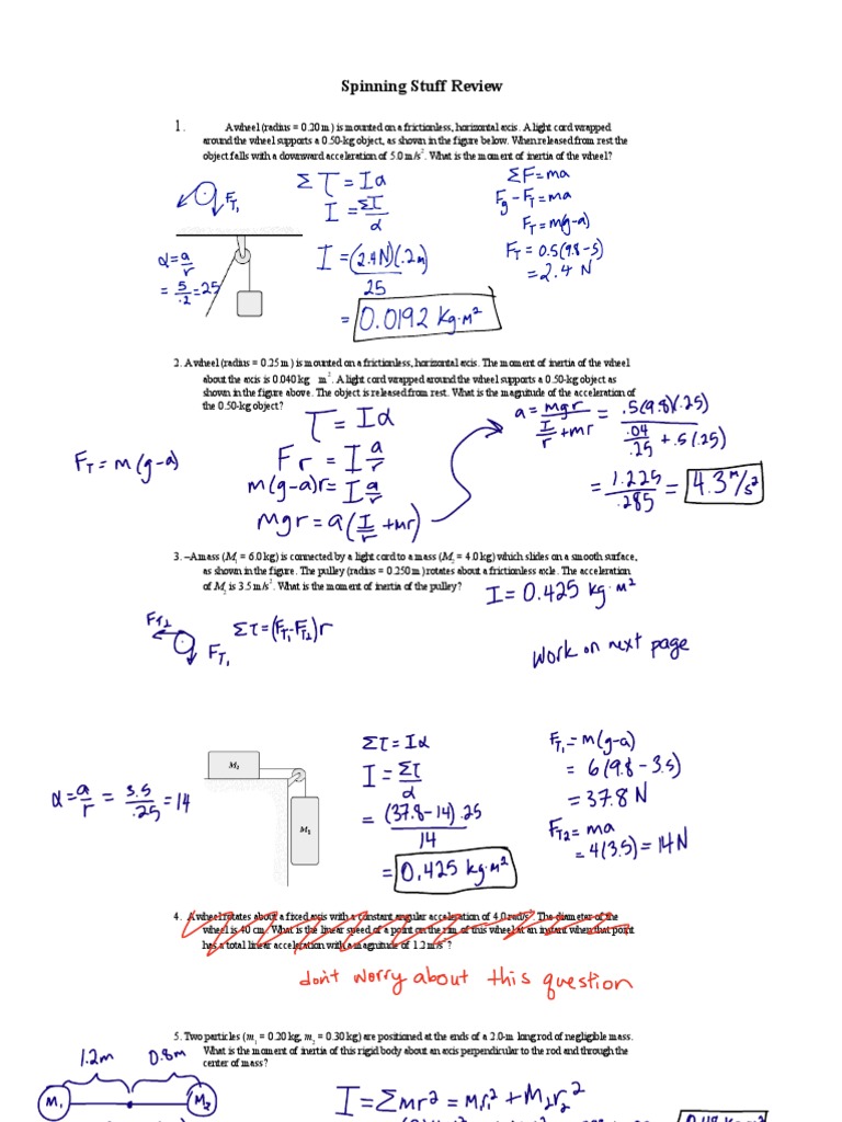 Physics Problems on Moment of Inertia | PDF | Rotation Around A Fixed ...