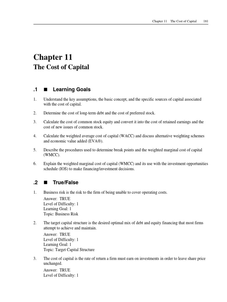 Chapter 11: The Cost of Capital | PDF | Cost Of Capital | Preferred Stock