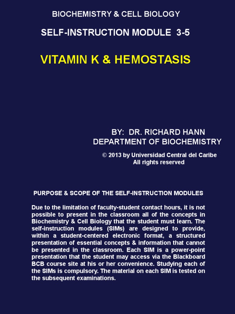 Vitamin K & Hemostasis PDF Hematology Blood