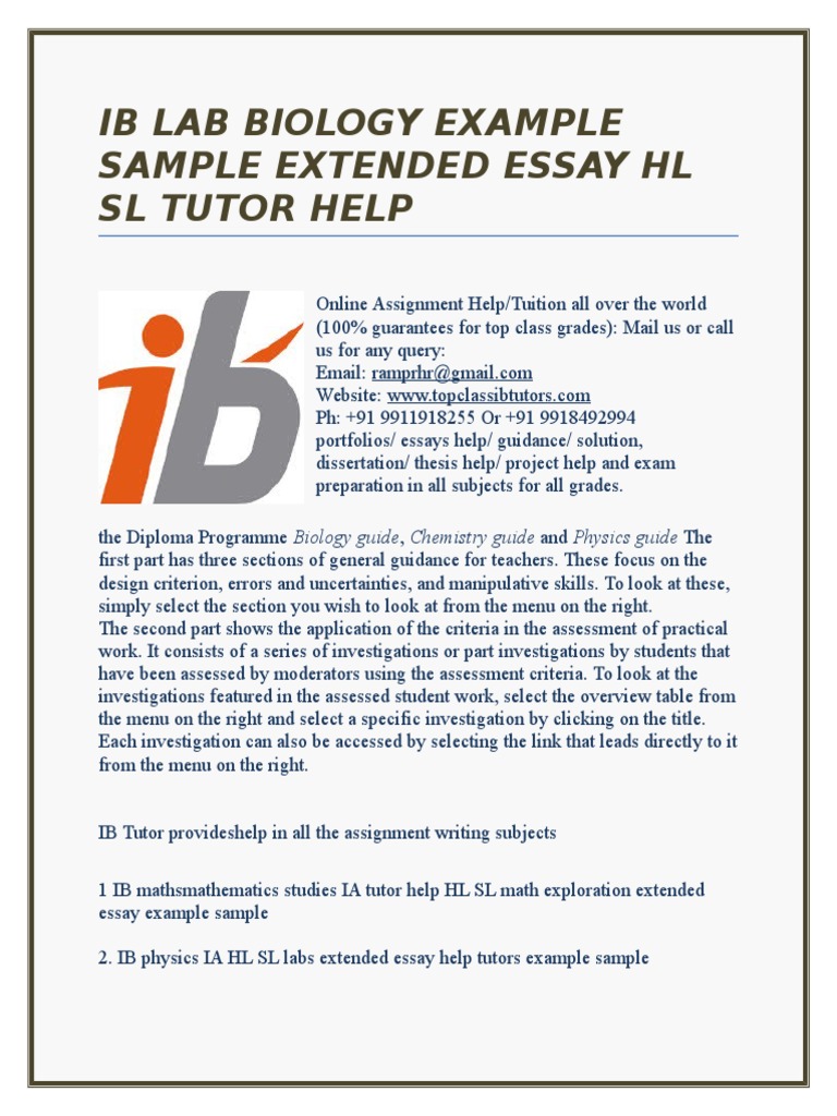 ib extended essay statistics