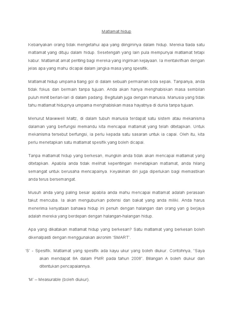 Matlamat Hidup Pdf