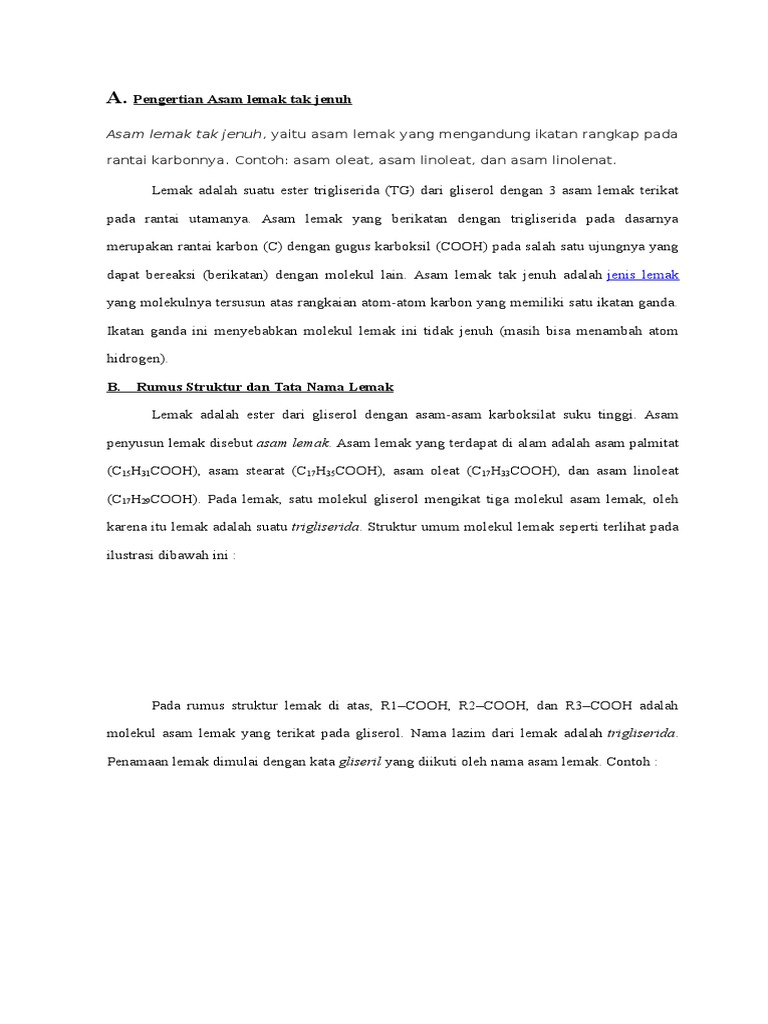 Pengertian Asam Lemak Tak Jenuh | PDF