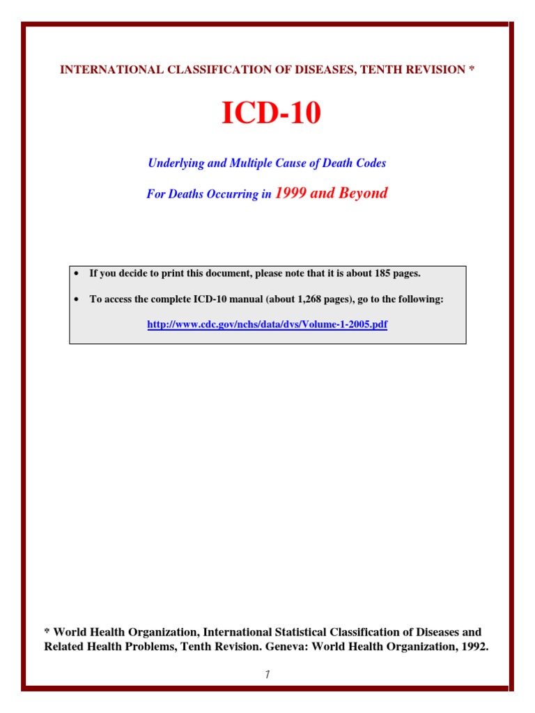 Classification of Diseases and Causes of Death An Extensive Reference