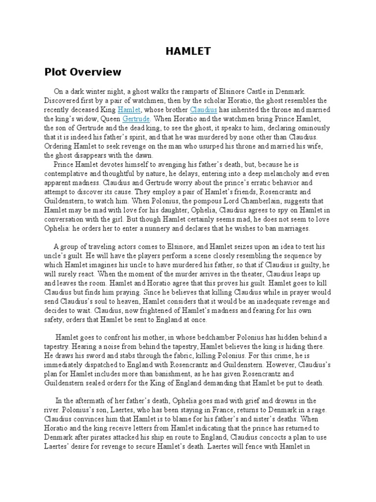 Hamlet Plot Overview | PDF | Hamlet | Plays Based On European Myths And ...