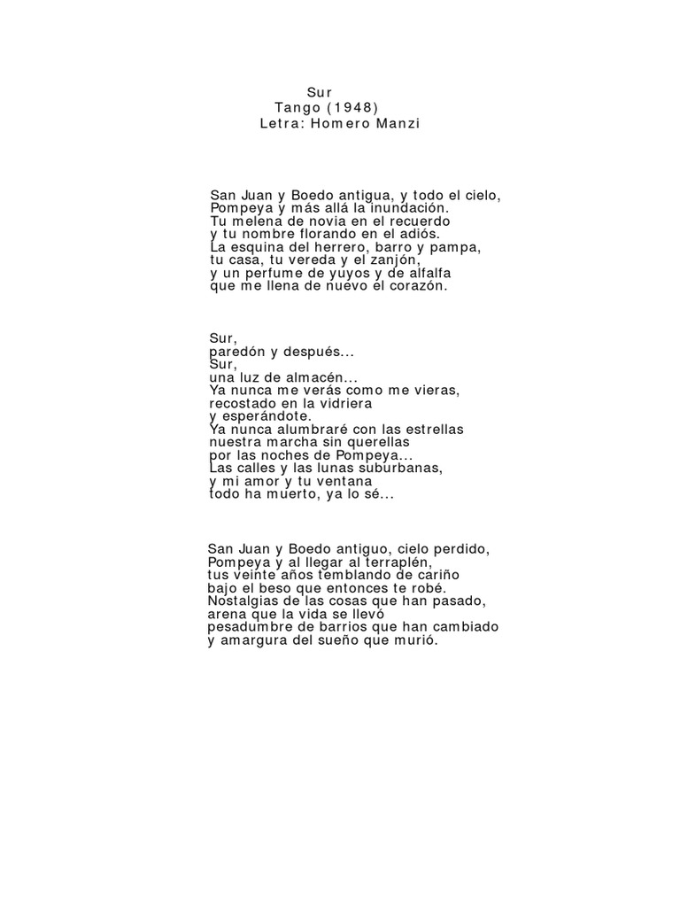 Sur - Letra Tango PDF | PDF | Clásicos