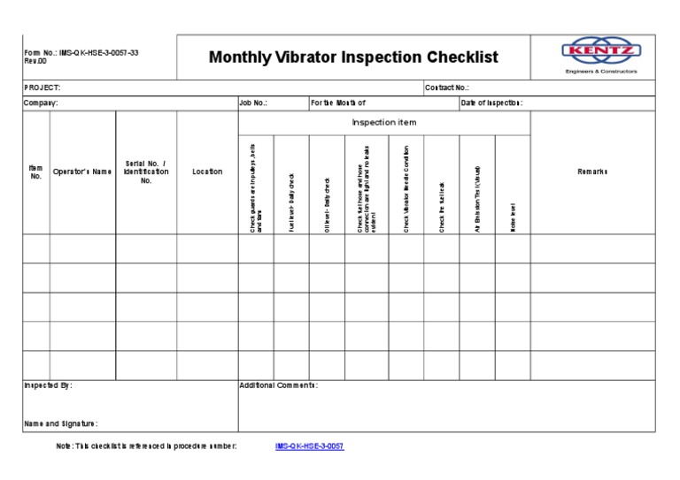 Checklist Vibrator PDF Energy And Resource Nature