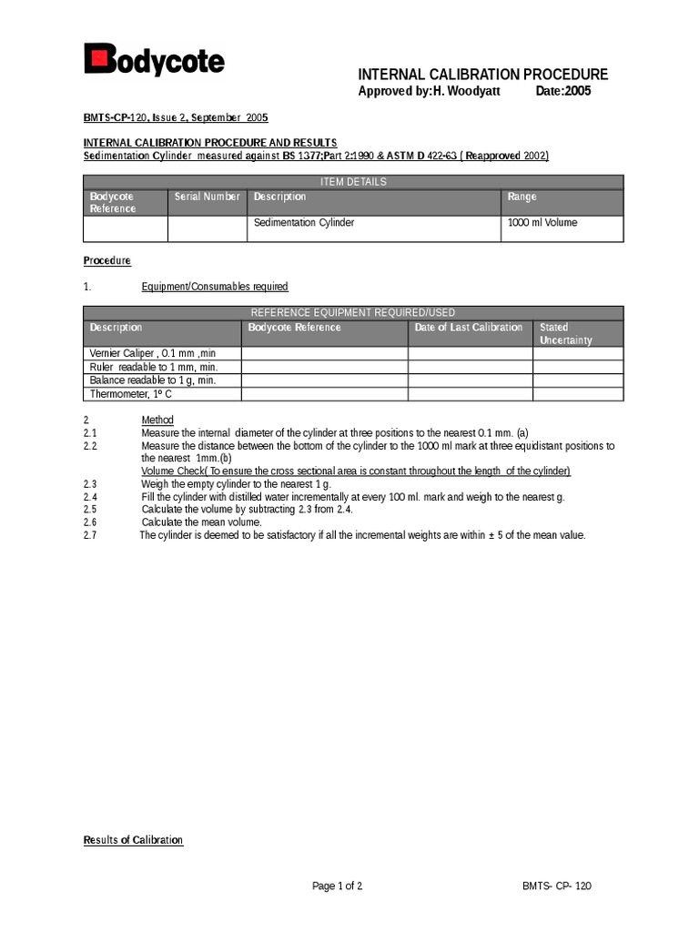 BMTSCP120 Sedimentation Cylinder For Hydrometer PDF Calibration