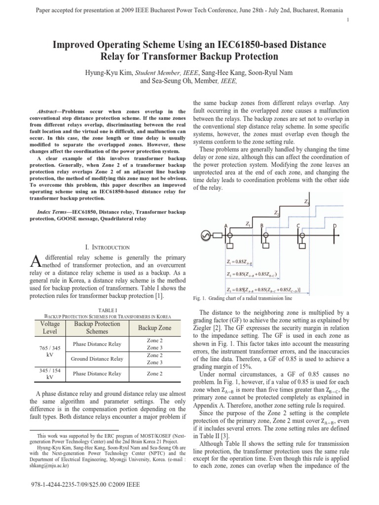Relay For Transformer Backup Protection PDF Transformer Electric