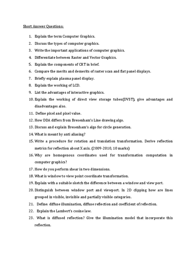 Computer Graphics Concepts and Algorithms | PDF | 2 D Computer Graphics ...