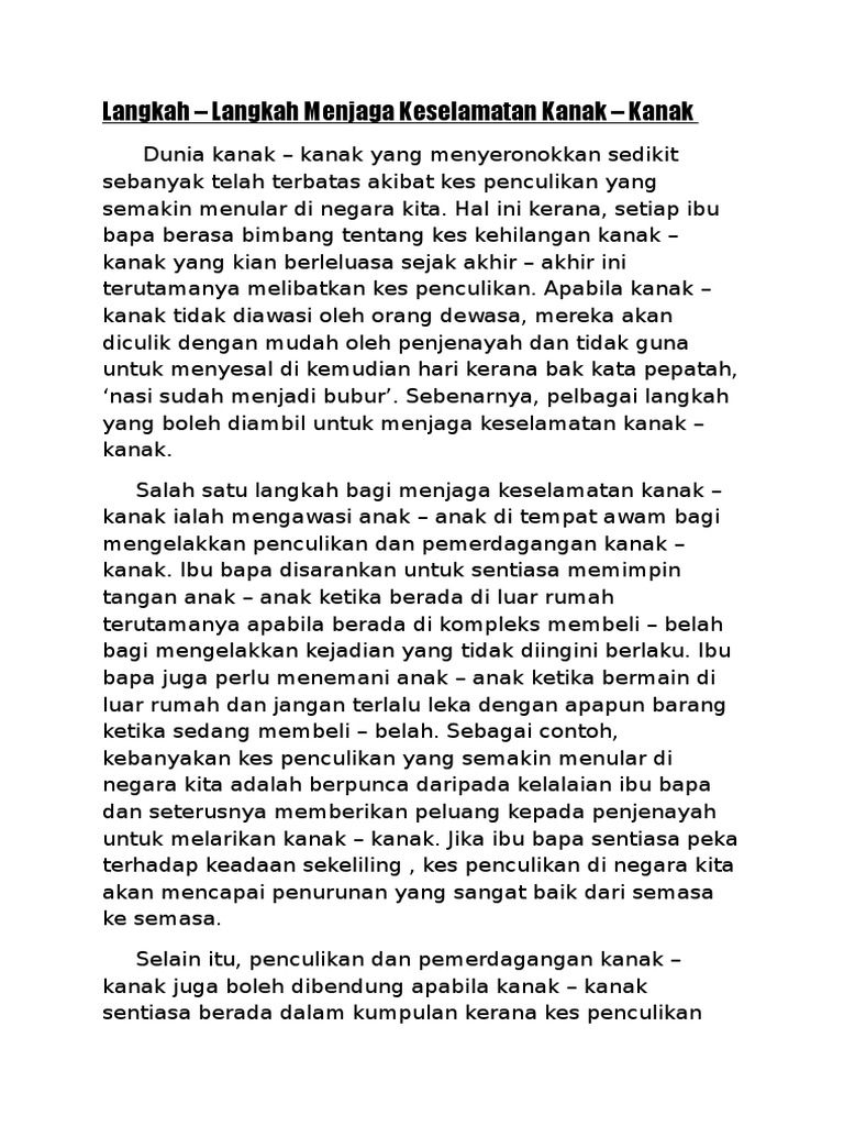Langkah Langkah Menjaga Keselamatan Kanak Kanak Pdf