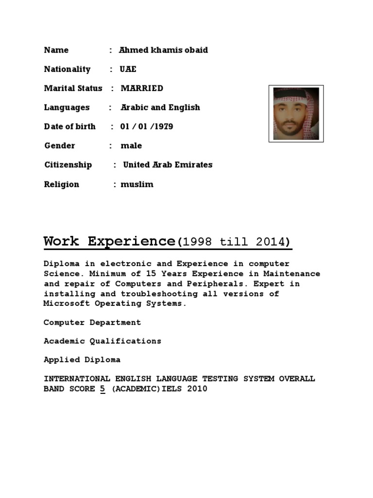 Work Experience: (1998 Till 2014) | PDF | Computers
