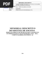 Memorial Descritivo Sistema de Esgoto - Rev 01 Bloco de Engenharia Civil