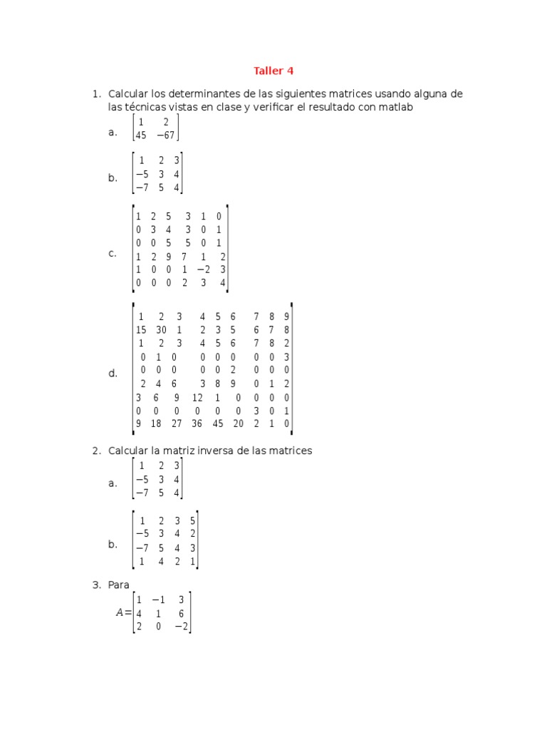 Taller 4 Algebra Lineal