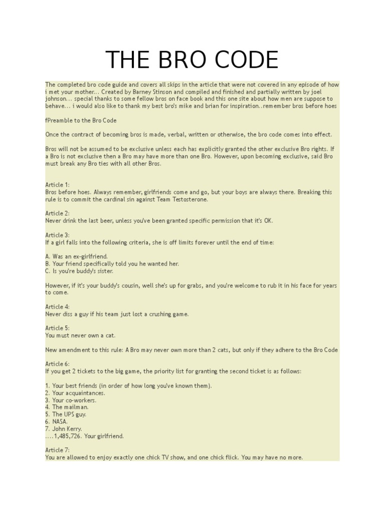 The Bro Code | World Wide Web | Technology