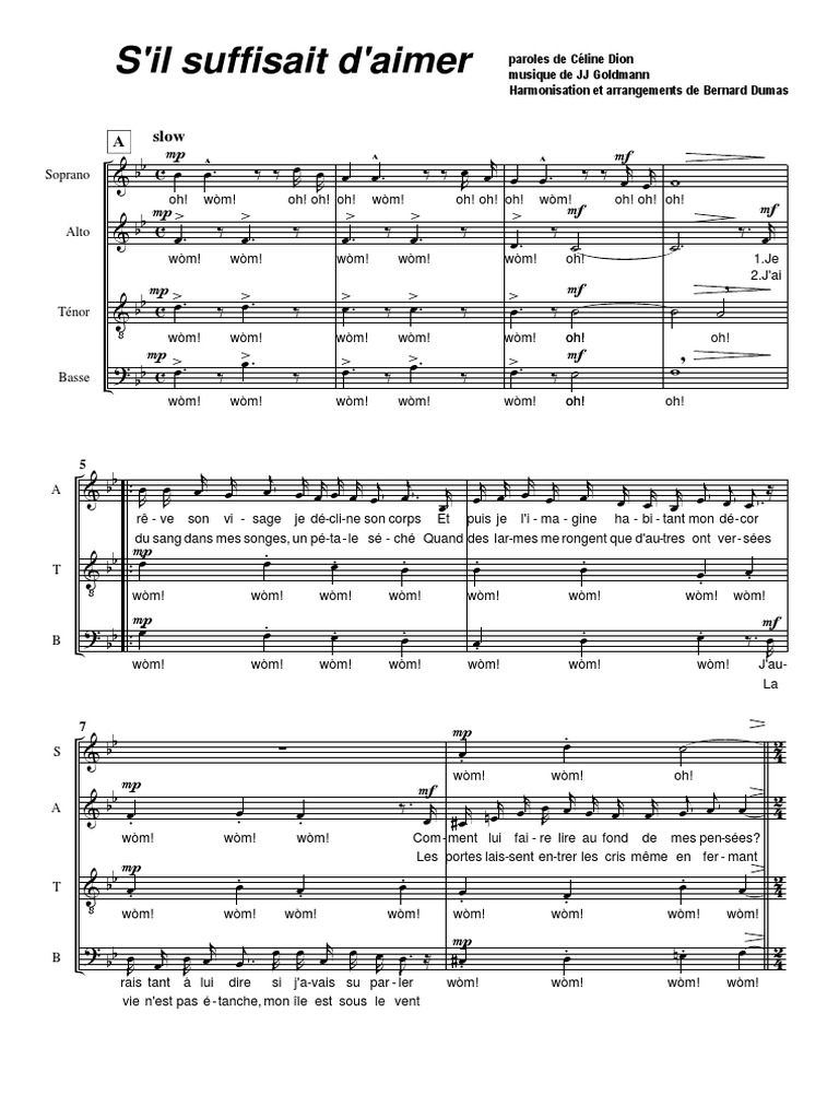 S Il Suffisait D Aimer Satb Pdf