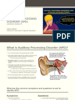 Auditory Processing Disorder Apd