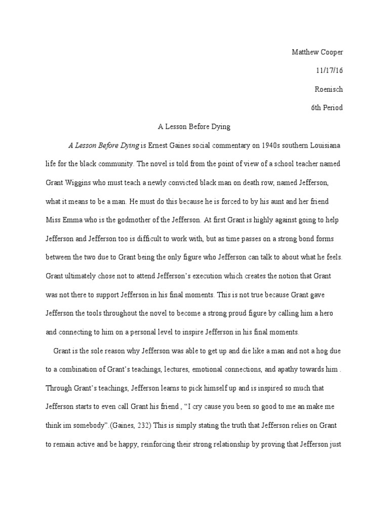A Lesson Before Dying | PDF
