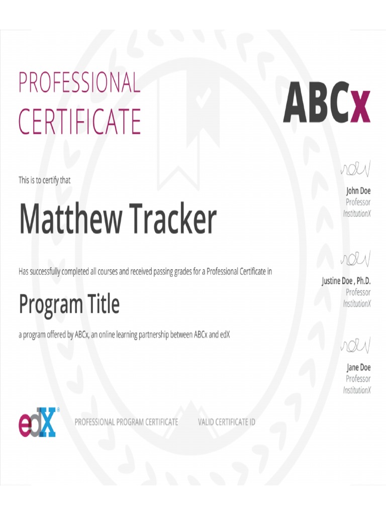 Edx professional certificate sample pdf
