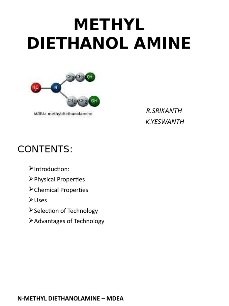 Methyl Diethanolamine Uses & Properties | PDF | Amine | Hydrogen
