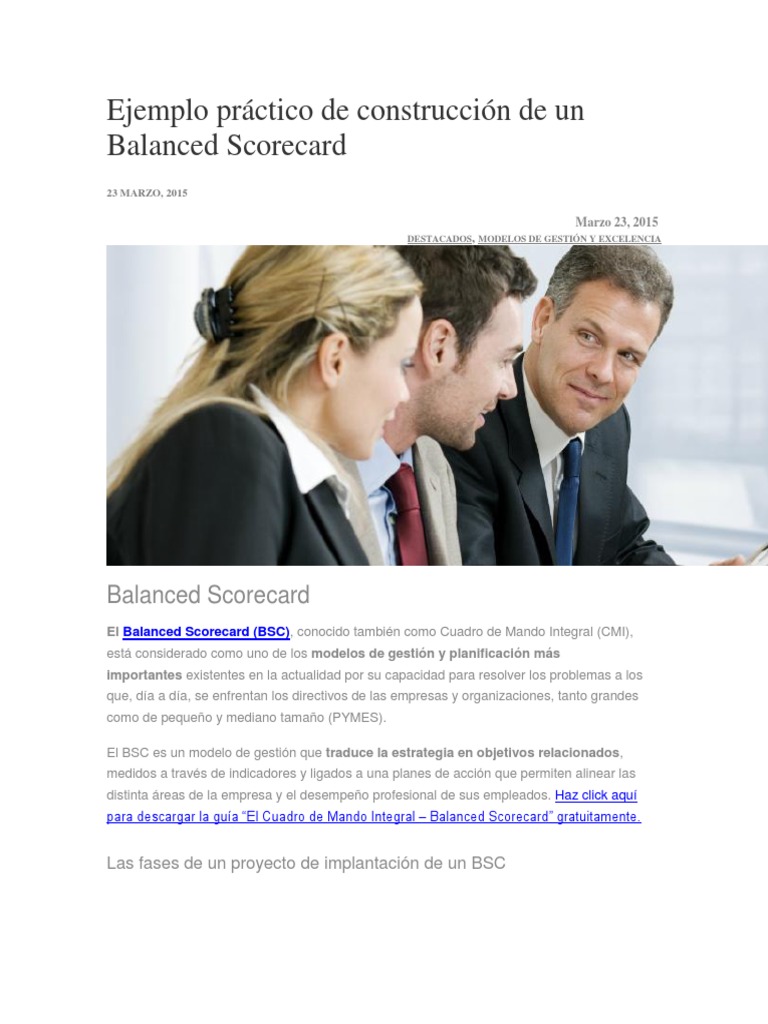 Guía para implementar un Balanced Scorecard | PDF | Planificación ...