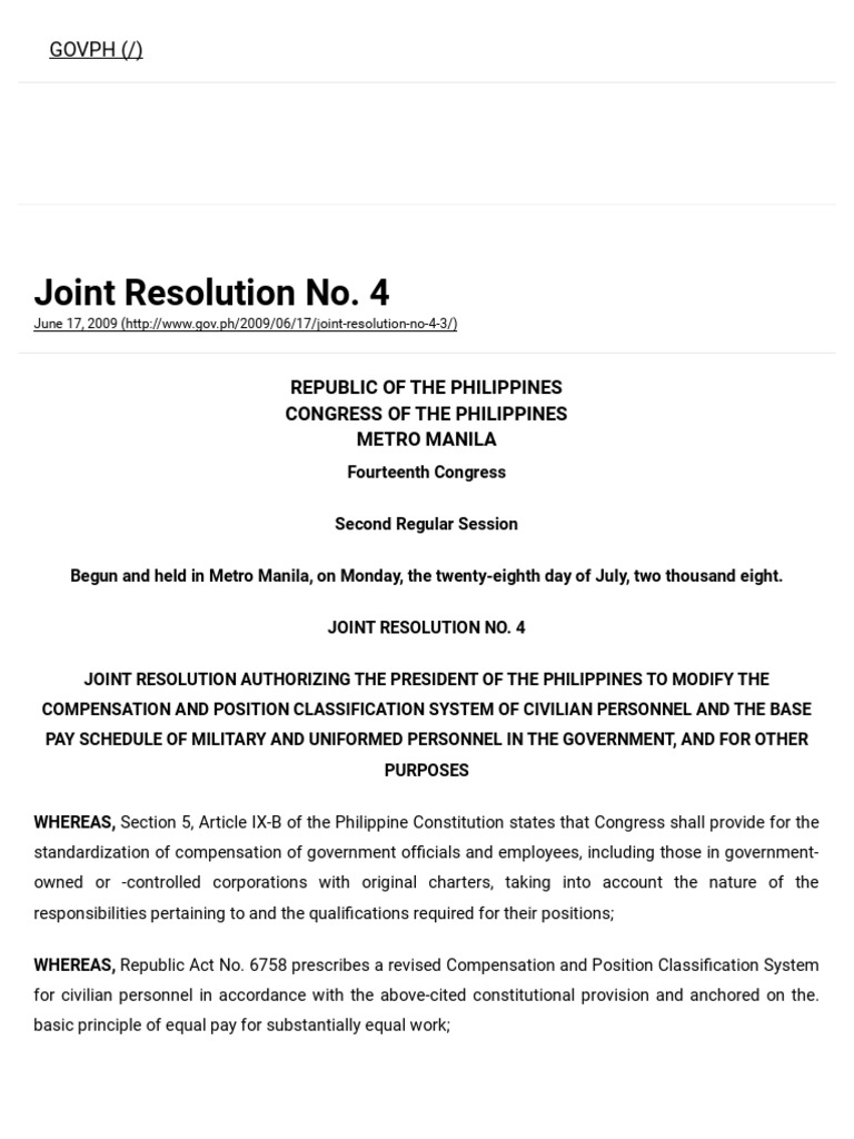 Joint Resolution No 4 CNA PDF Inspector Sergeant