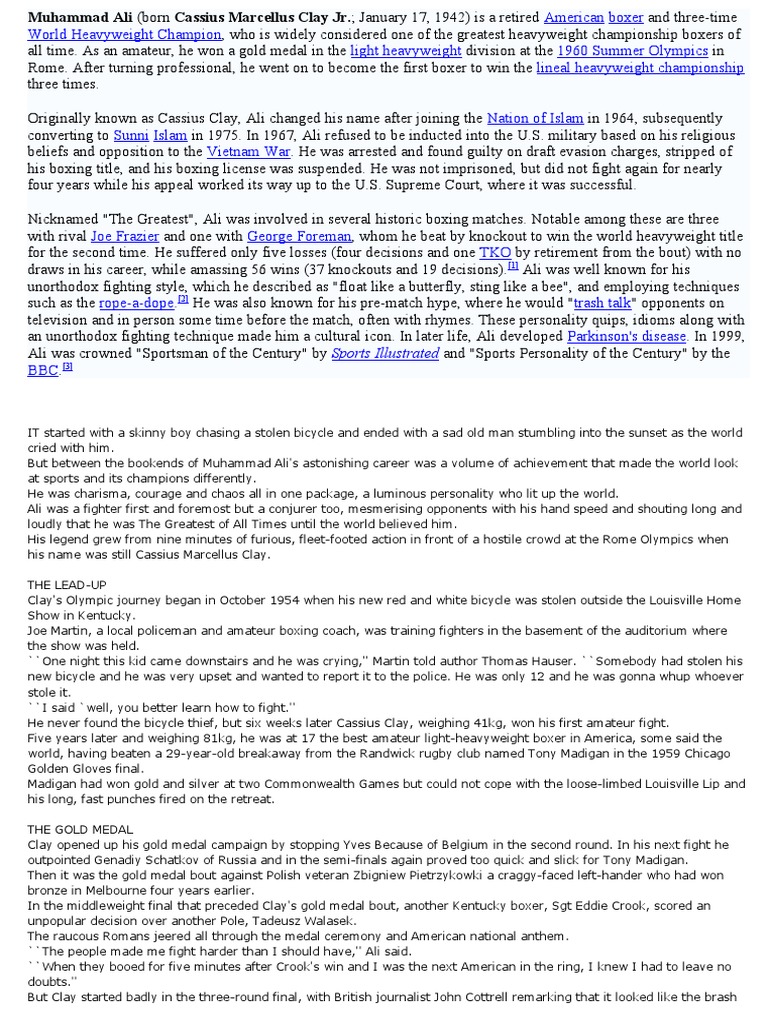 How Cassius Took Over Rom Muhammed Ali | PDF | Muhammad Ali | Boxing People