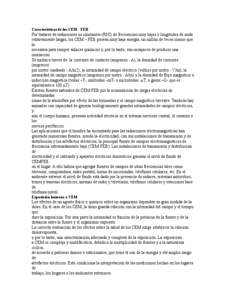 Exposición a CEM: Riesgos y Normas | PDF | Corriente eléctrica | Campo ...