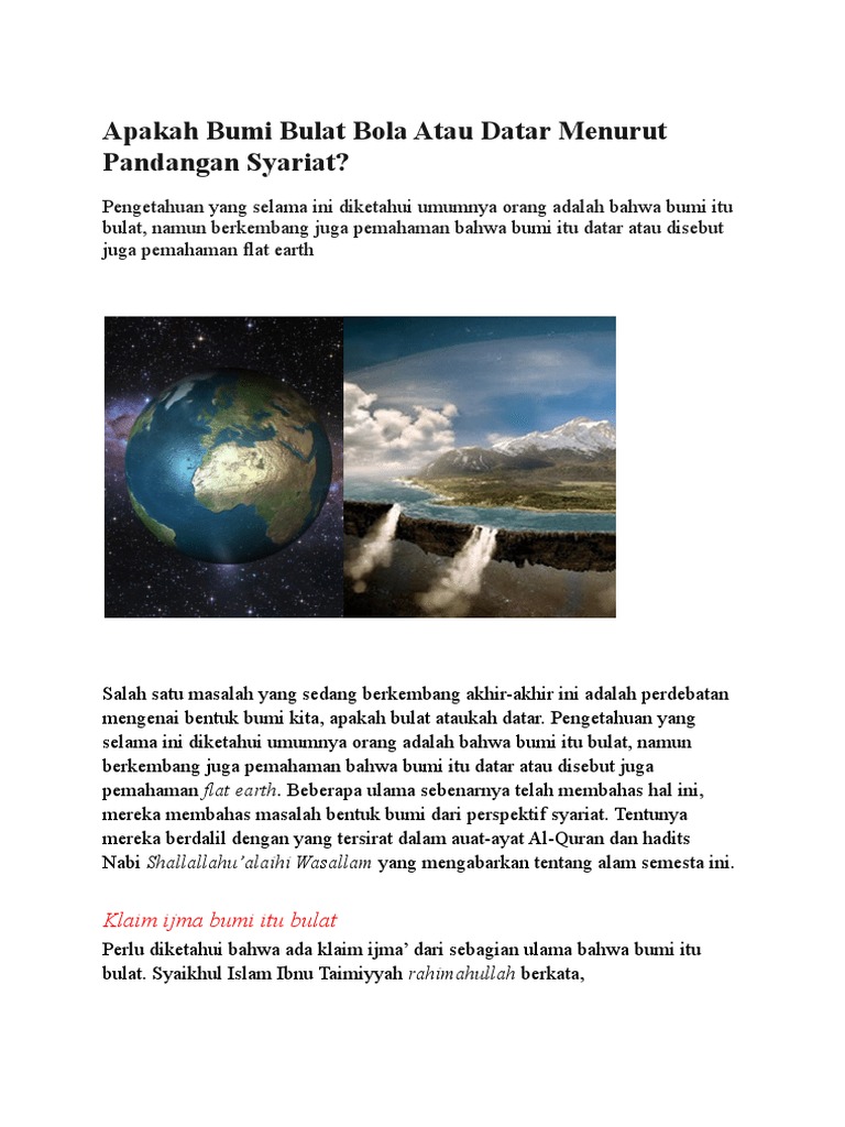 Apakah Bumi Itu Bulat Atau Datar Menurut Islam