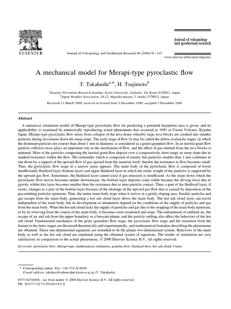 Merapi-Type Pyroclastic Flow Model | PDF | Volcanic Ash | Gases