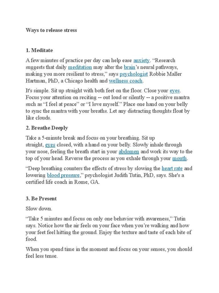 Effective Stress Relief Techniques | PDF | Breathing | Attention