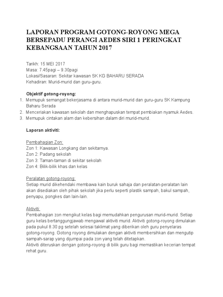 Laporan Program Gotong Royong Pdf