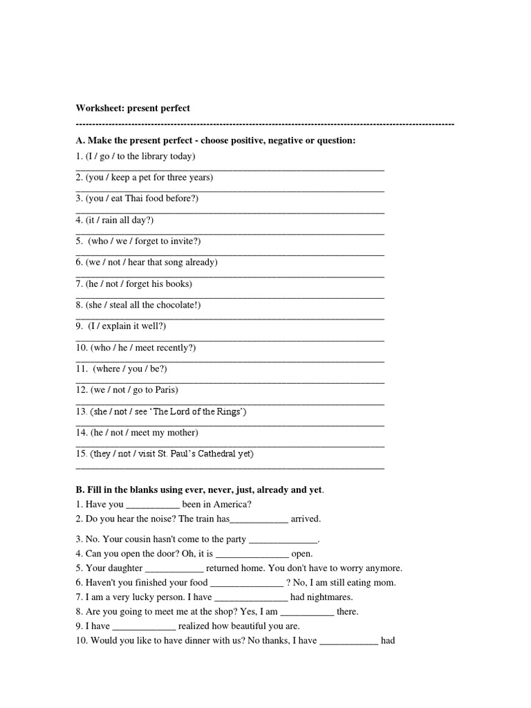Present Perfect PDF | PDF