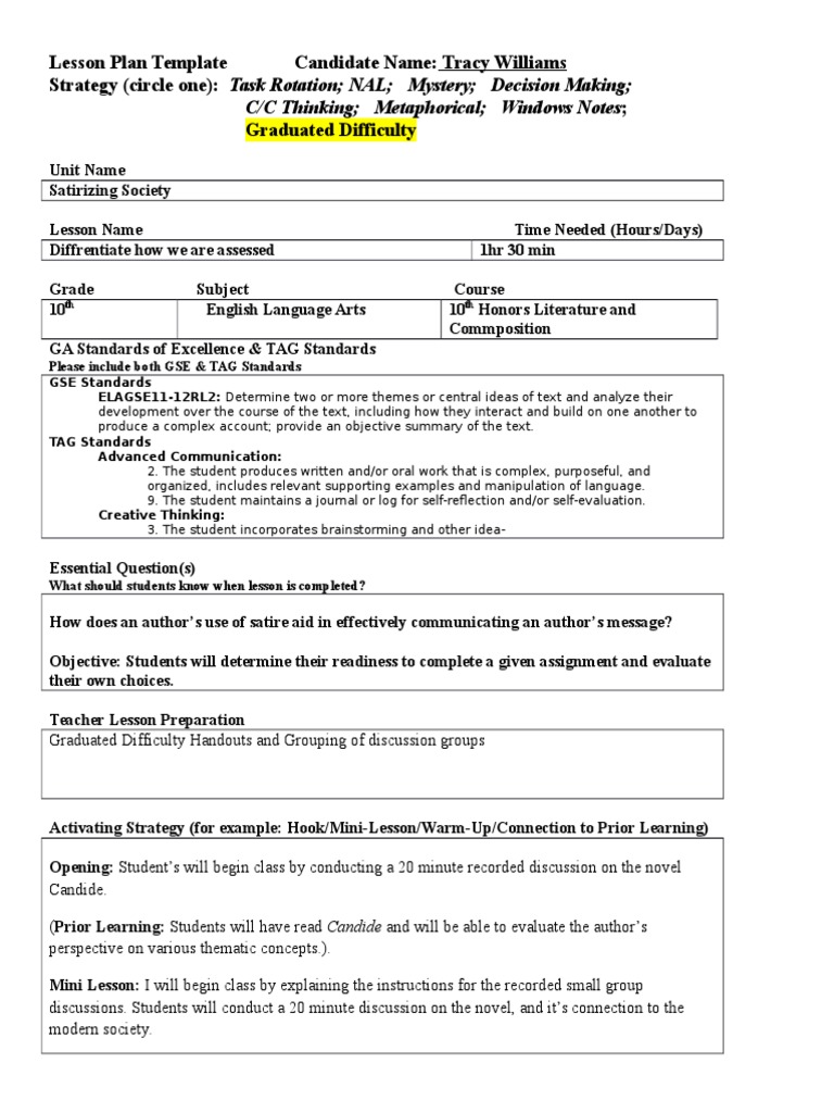 Twgraduateddifficulty 2 | PDF | Lesson Plan | Teaching