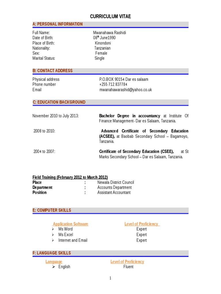 Mwanahawa updated cv pdf tanzania communication