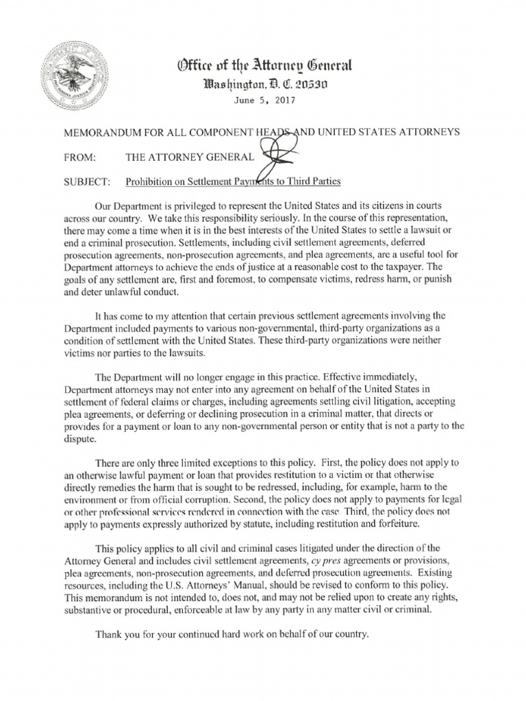 Third Party Settlement Memo1