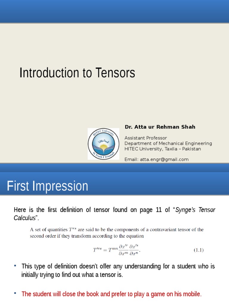 Introduction To Tensors | PDF | Tensor | Euclidean Vector