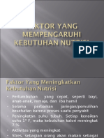 Faktor Yang Mempengaruhi Kebutuhan Nutrisi