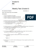 Weekly Test GR-10 Pair of Linear Equation in 2 Variables Paper-10