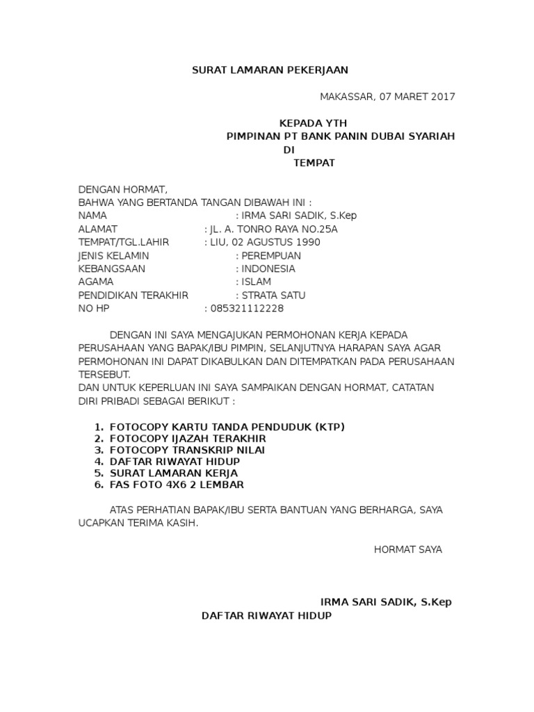 Surat Lamaran Pekerjaan