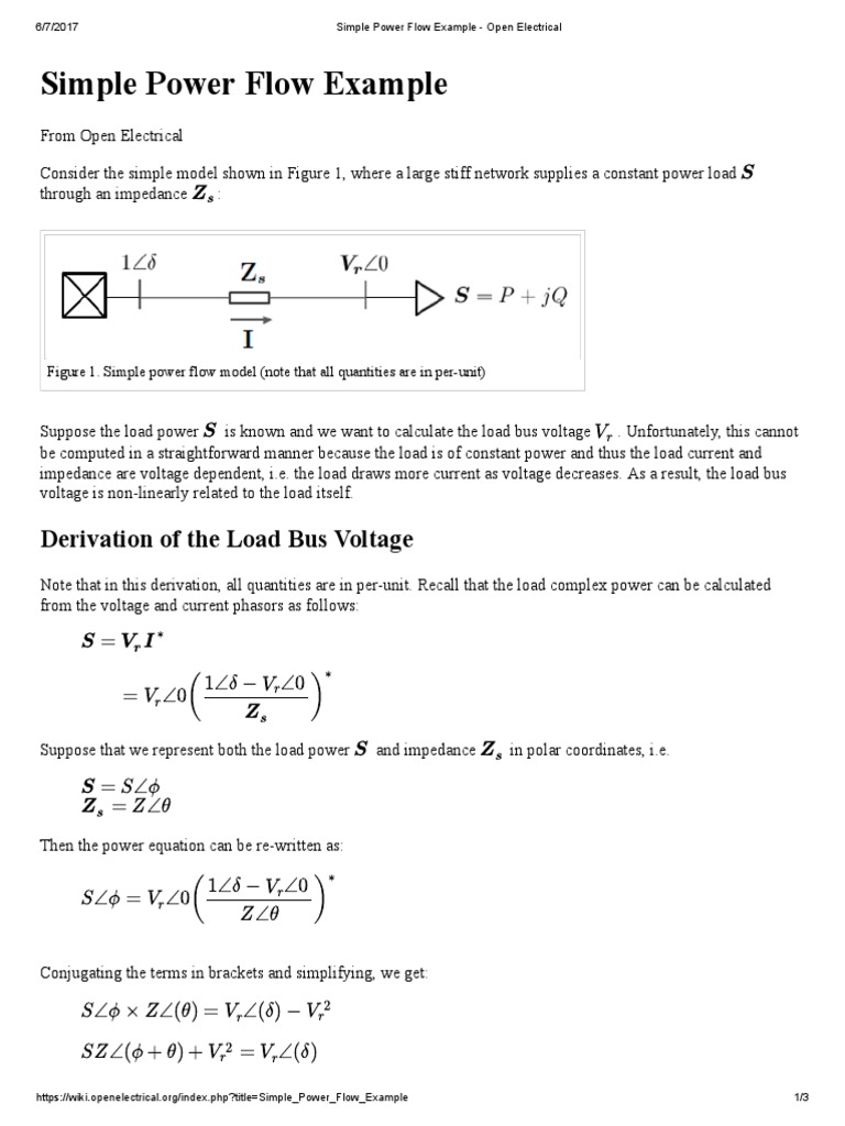 Simple Power Flow Example Open Electrical PDF Electrical